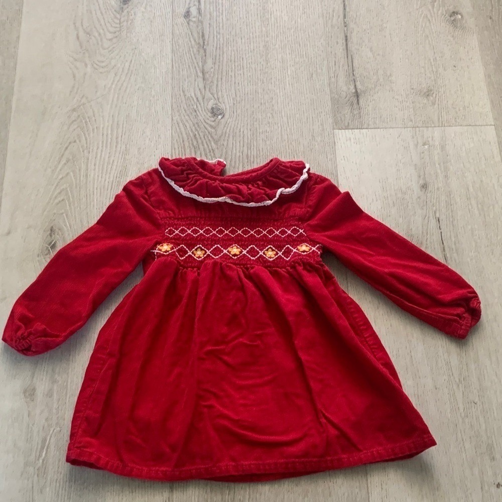 Kaisely Girls Red Smocked Dress